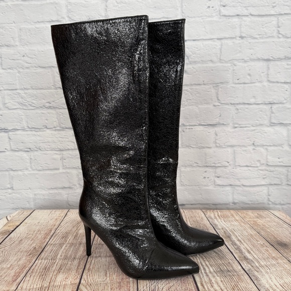 New Mia Tall Stiletto Boots Glossy Pointed Toe - Picture 1 of 5